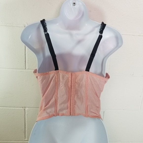 Cacique pink black mesh bustier corset coquette romantic pretty - Picture 9 of 10